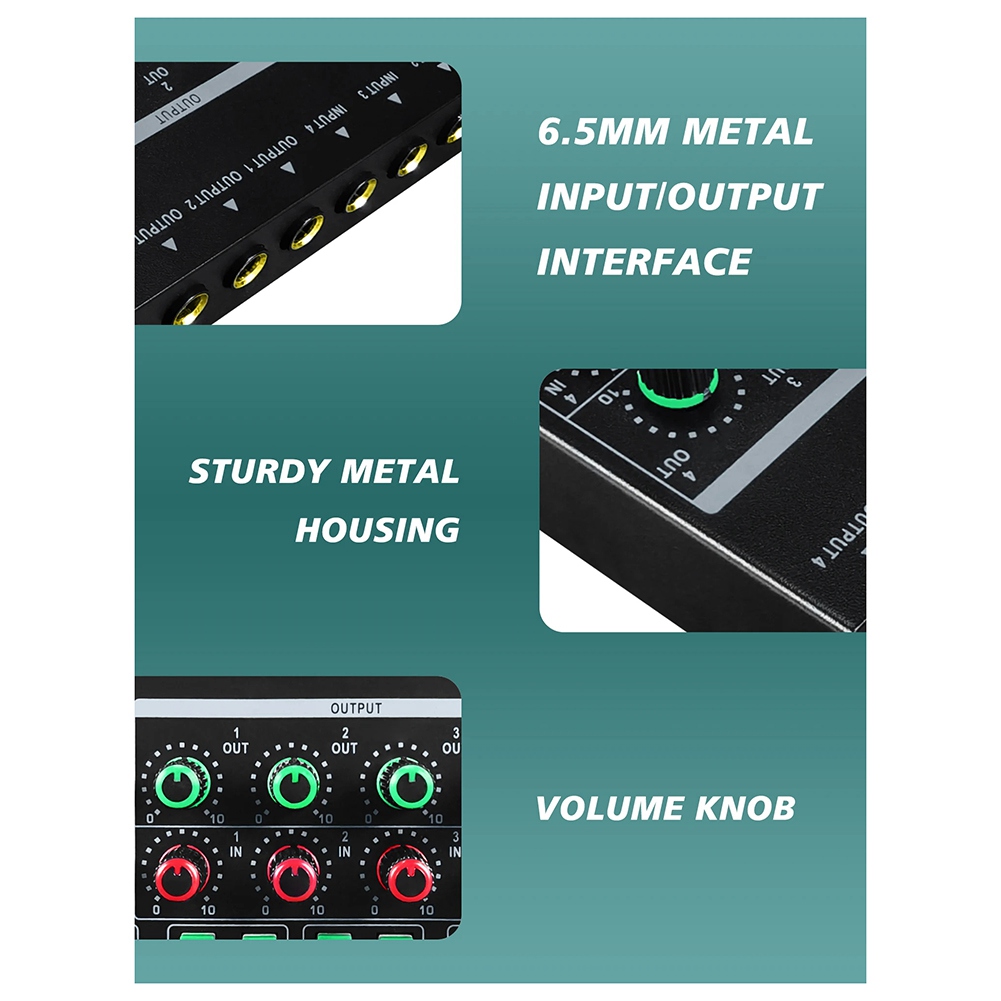 Headphone Amplifier - (MEOF) -LQ04 4チャンネルミキサー 4チャンネルヘッドフォンアンプ サウンドカードミキサー DJミキサー付き録音インターフェース