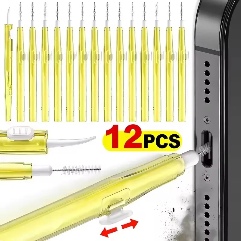 Diy Headphone - 1～12個入り、iPhone 17、16、Samsung、Xiaomi対応、充電ポート用、イヤホン用、伸縮式スピーカークリーニングセット、防塵プラグ、ブラシ