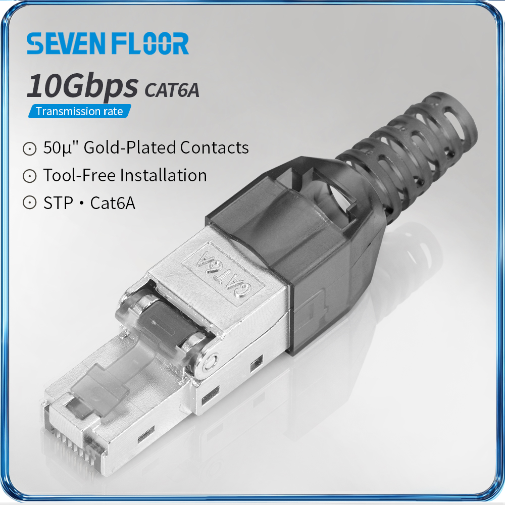 Rj45 Jack - Cat6A/Cat6シールド付きRJ45コネクタ（工具不要型）、再利用可能な工具不要型イーサネットコネクタ、10Gbps POE対応、ネットワークケーブル用。