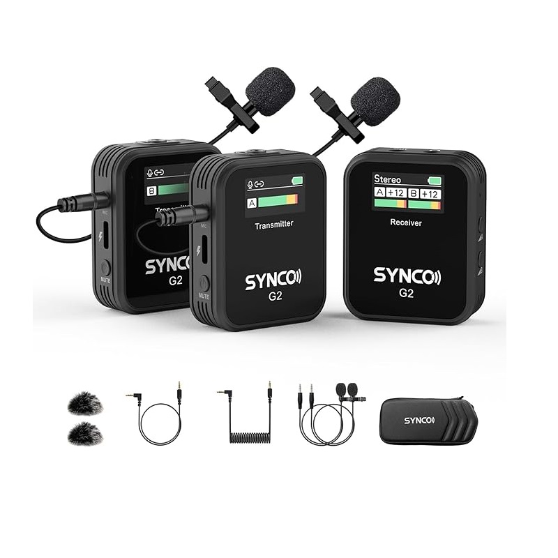 Microphone Capsule - SYNCO ワイヤレスラベリアマイク、G2(A2) 2.4G デュアルトランスミッター 48KHz 24Bit