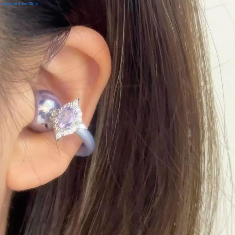 Diy Headphone - N2UB きらめくクリスタル装飾オープンイヤークリップ取り外し可能な回転スター DIY ファッションアクセサリー