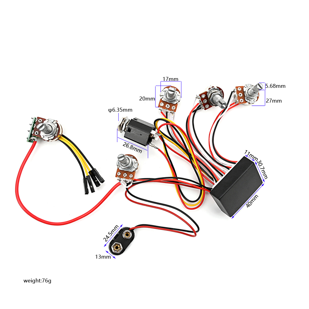 Passive Preamp - 有線3バンドアクティブベース回路アクティブ & パッシブセレコライザー電気ベースプリアンプ回路