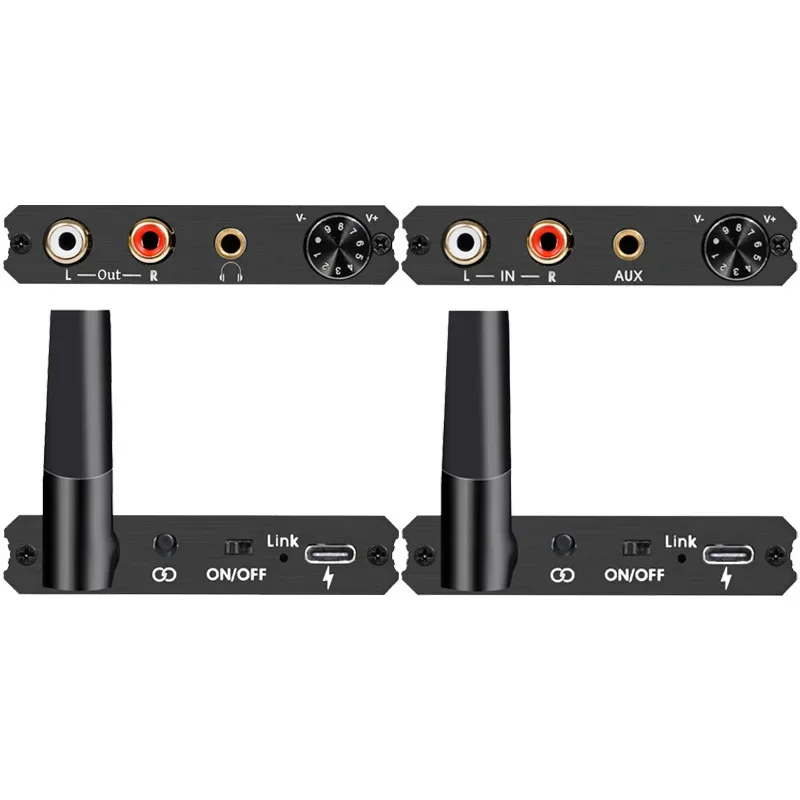 Speaker Driver - 50m 2.4GHz送受信機 5.8Gワイヤレスオーディオアダプター 音量調節機能付き R/L 3.5mm