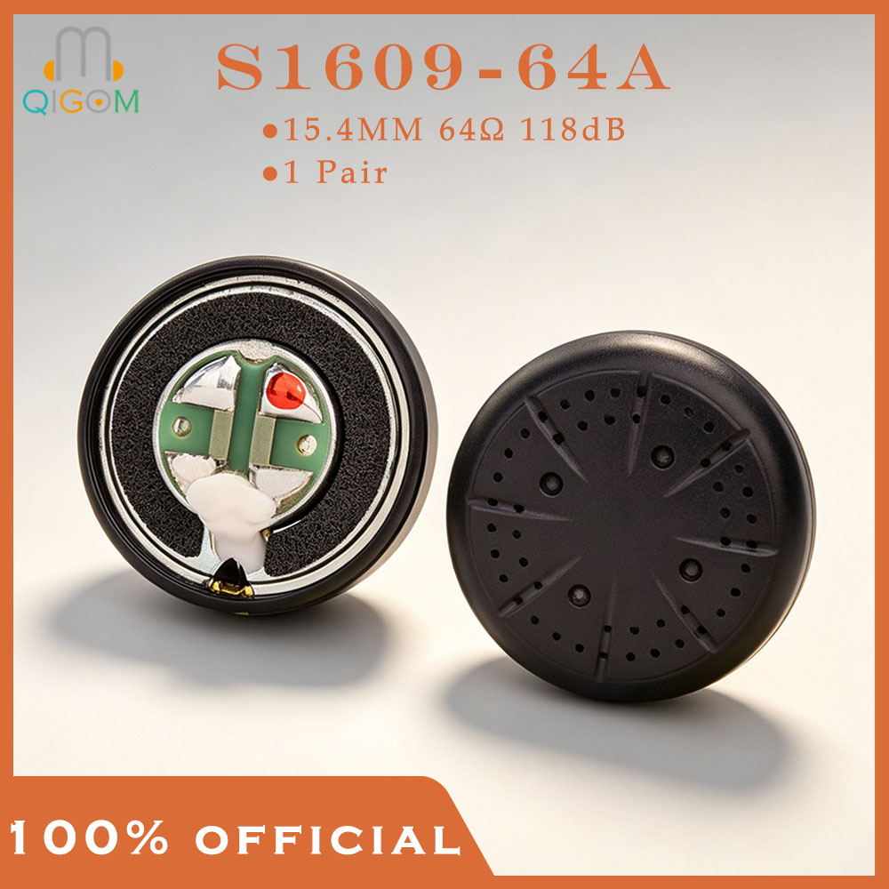 Speaker Driver - QIGOM フラットヘッドイヤホンスピーカー ドライバーユニット S1609-64A、15.4MM 64Ω 118dB、バランス型三周波、ポップに最適な透明感のあるサウンド