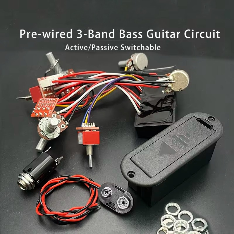 Passive Preamp - プリワイヤード3バンド・ベースギター回路。アクティブ/パッシブ切り替え可能なイコライザー付きベース・プリアンプ回路。3バンド・ベース回路。