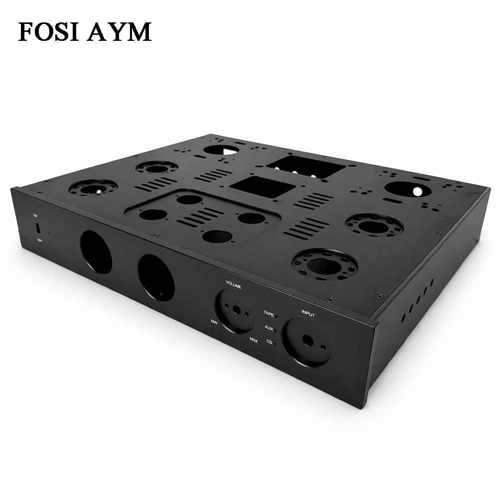 Speaker Enclosure - FOSI AYM 415x330x70mm フルアルミ製アンプシャーシ VUメーター KT88