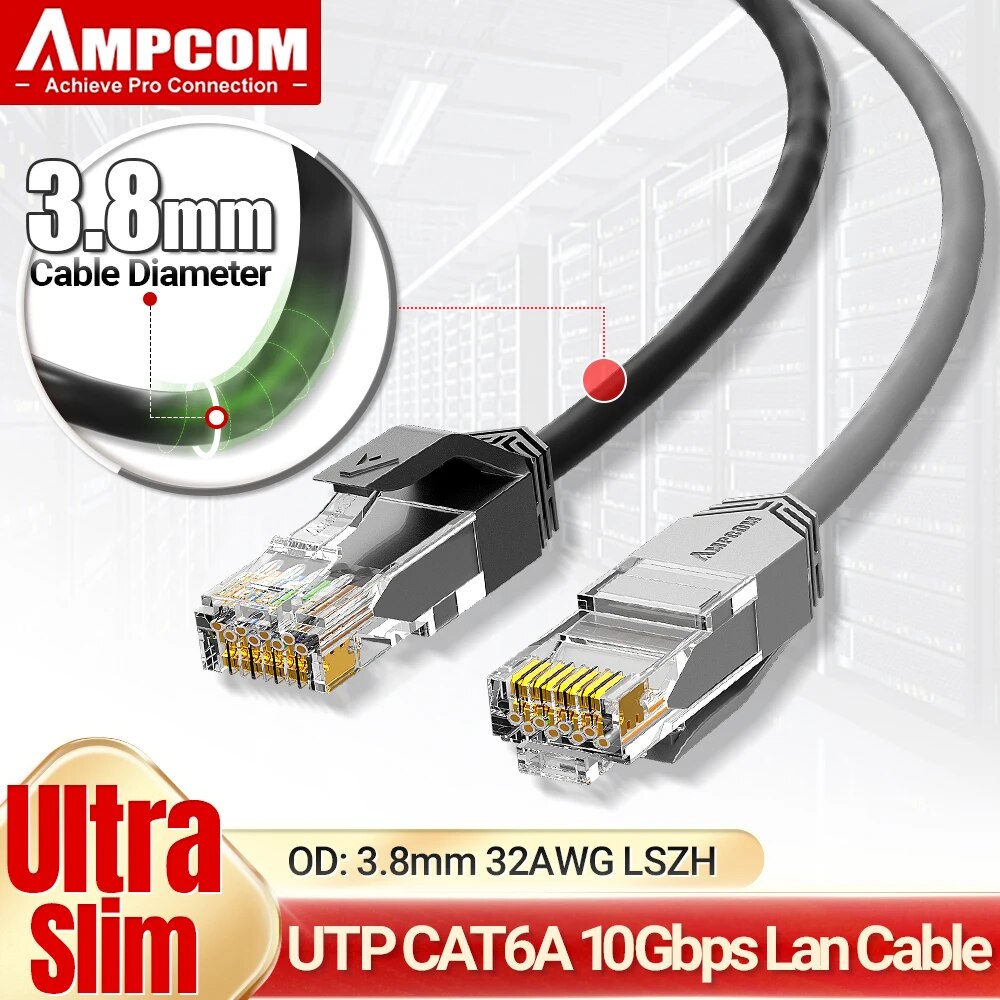 Ampcom超スリムcat6aネットワークケーブル3.8mm - Rj45 Jack のレビューと価格