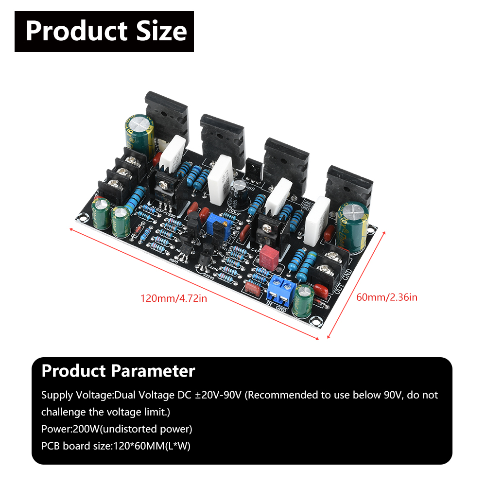 200Wアンプボード DC 20V-90V デュアル電圧 モ - Volume Control Board のレビューと価格