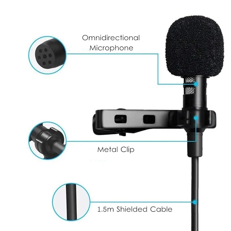 1-5個入り ポータブルUSBミニラベリアマイク /3.5m - Microphone Capsule のレビューと価格