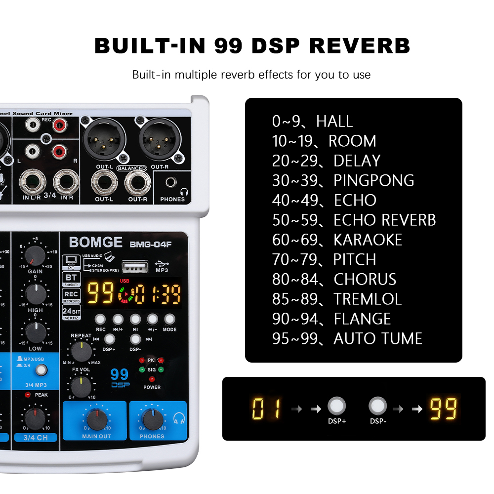 BOMGE ポータブル 99DSP 4 チャンネル録音オーデ - Audio Interface のレビューと価格