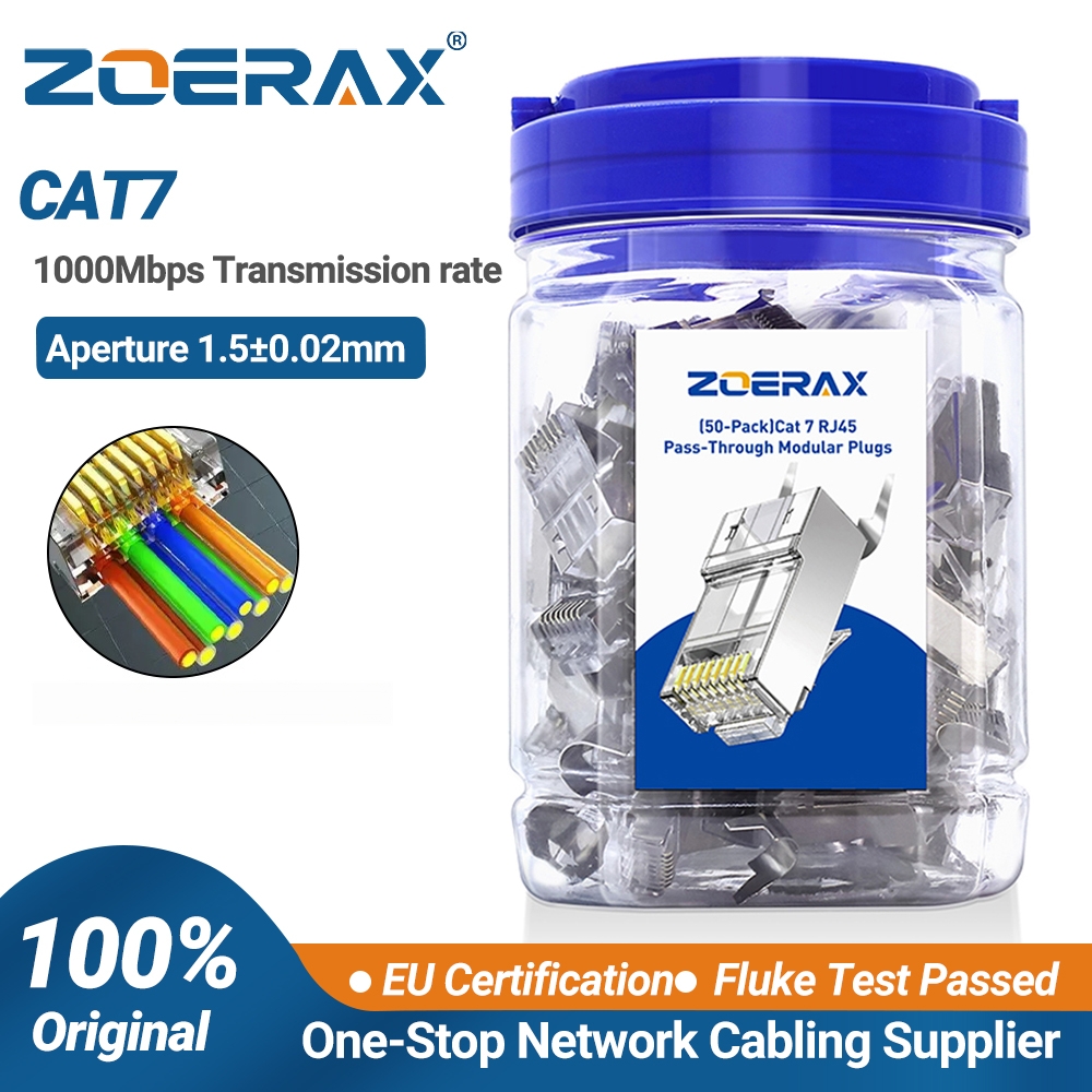 ZoeRax 50 パック シールド付き RJ45 Cat7 - Rj45 Jack のレビューと価格