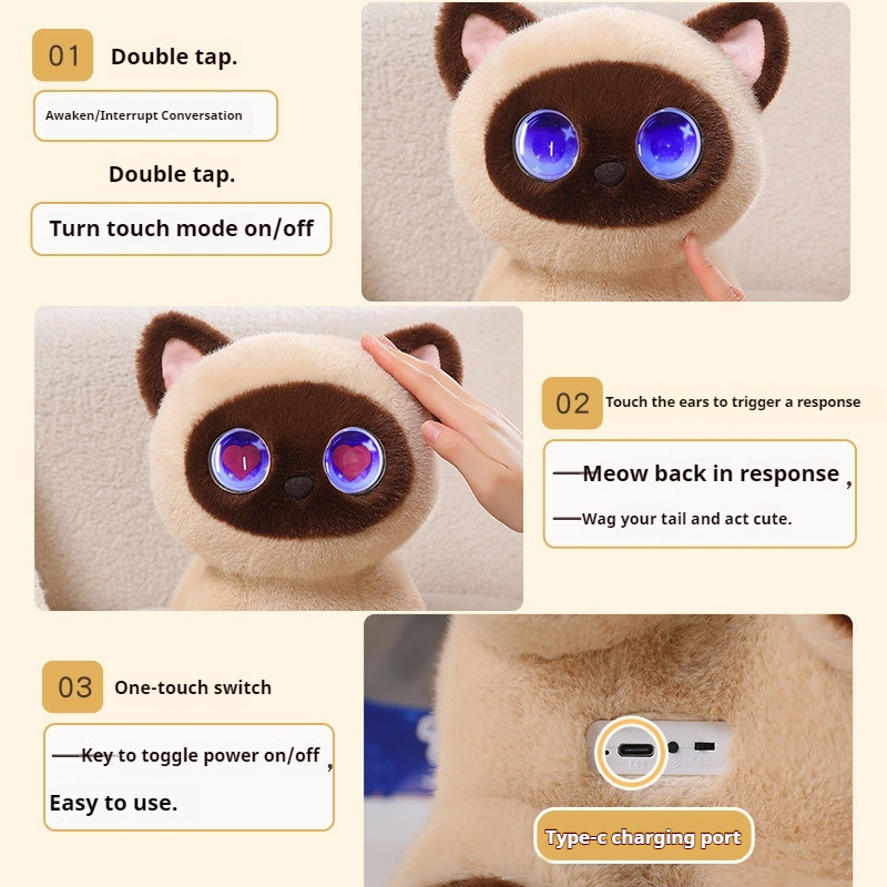 AI搭載のスマート猫ぬいぐるみ。インタラクティブな音声機能、 - Subwoofer のレビューと価格