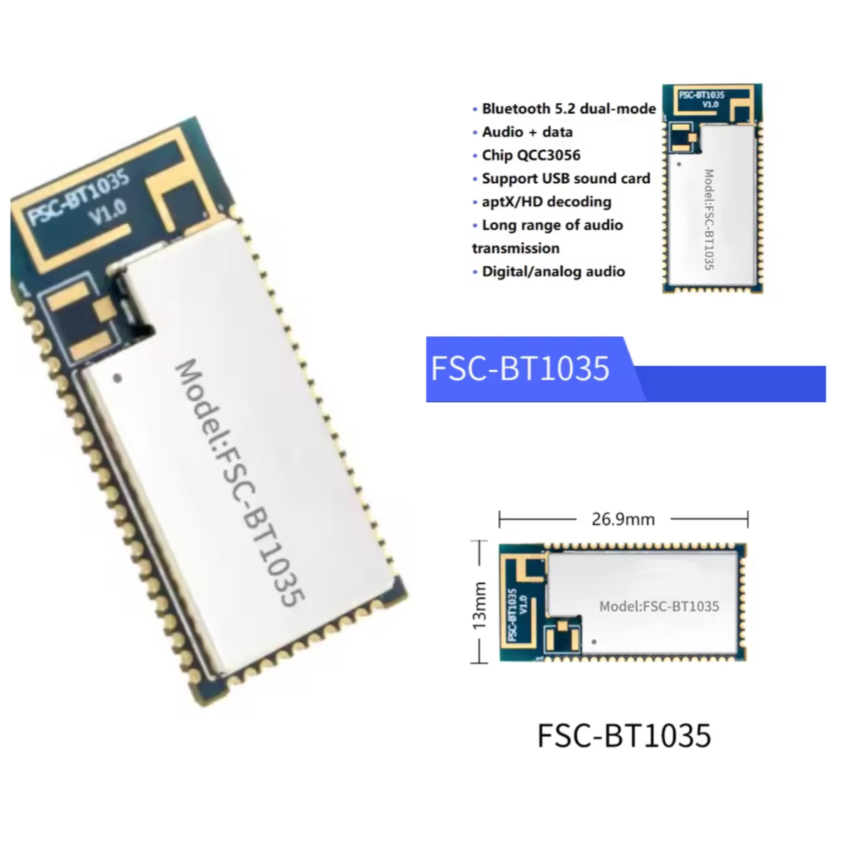 FSC-BT1035モジュール QCC3056チップ Blu - Usb Sound Card のレビューと価格