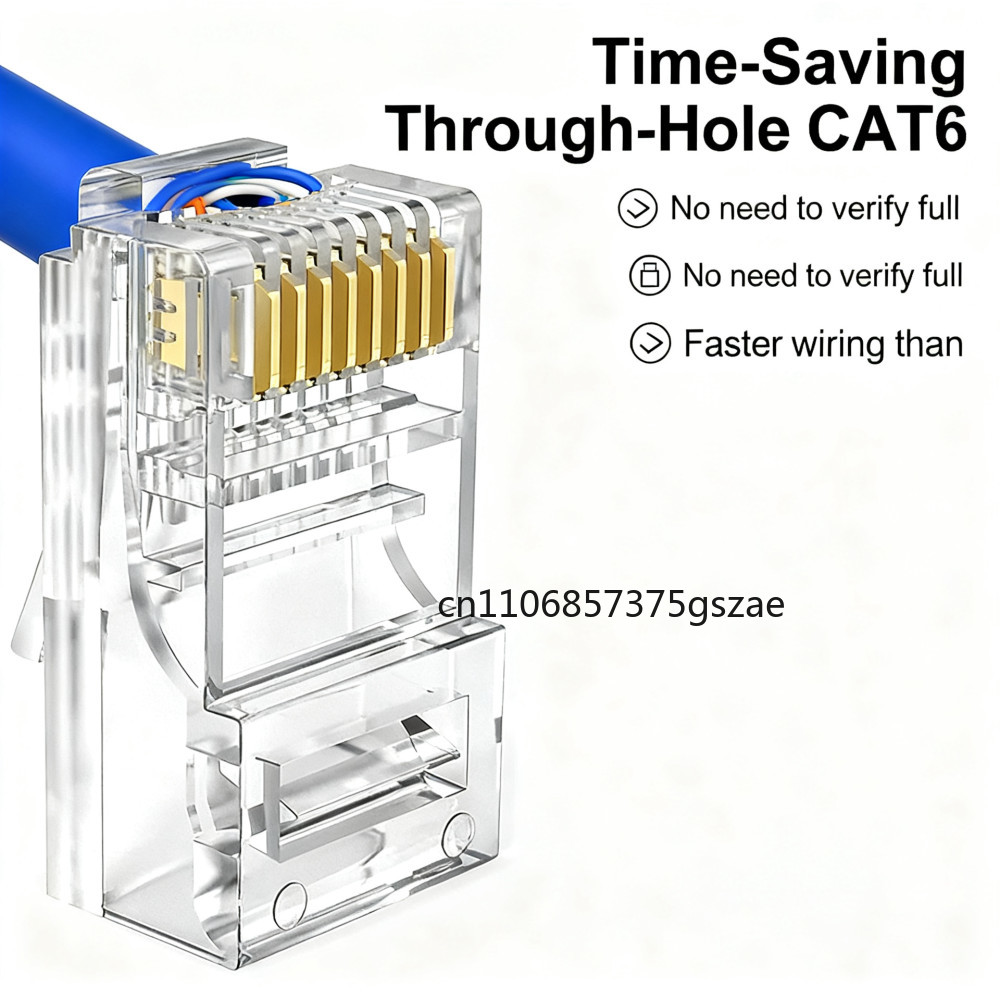 10/50/100 個 CAT6 スルーホールクリスタルヘッ - Rj45 Jack のレビューと価格