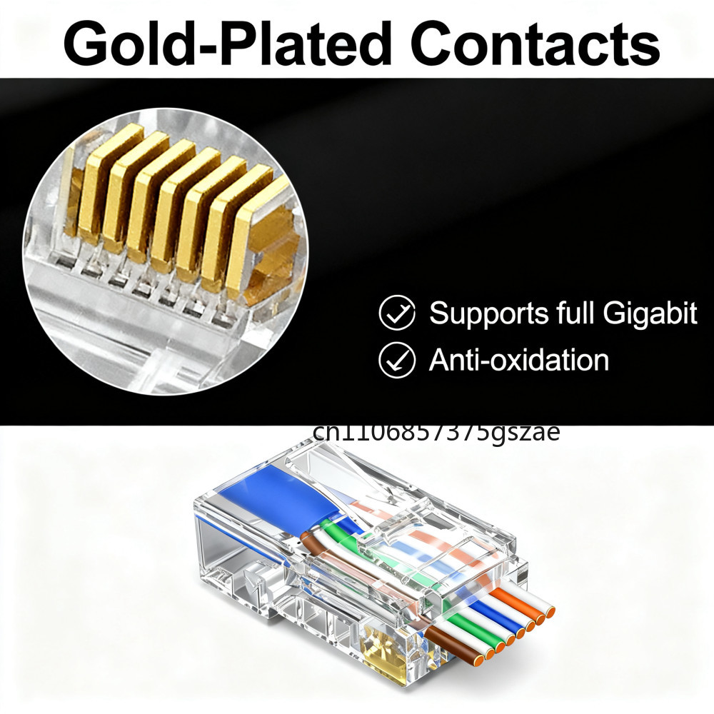10/50/100 個 CAT6 スルーホールクリスタルヘッ - Rj45 Jack のレビューと価格