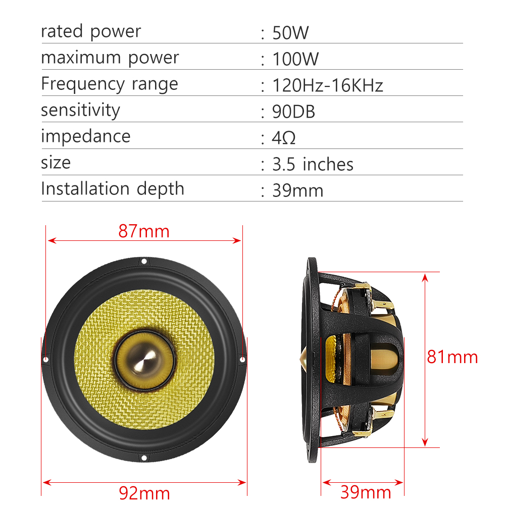 3.5インチ バレットガイドドミッドレンジスピーカー、カーセ - Speaker Driver のレビューと価格